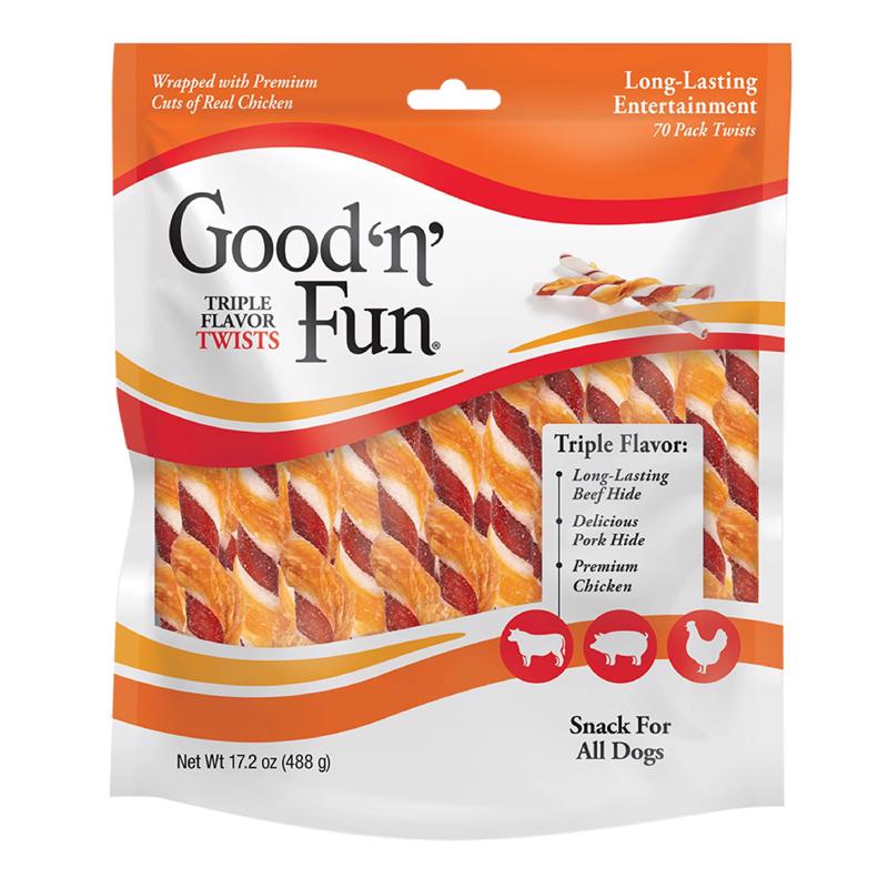 Good 'n' Fun All Size Dogs All Ages Rawhide Chew Beef/Chicken/Pork 1 pk
