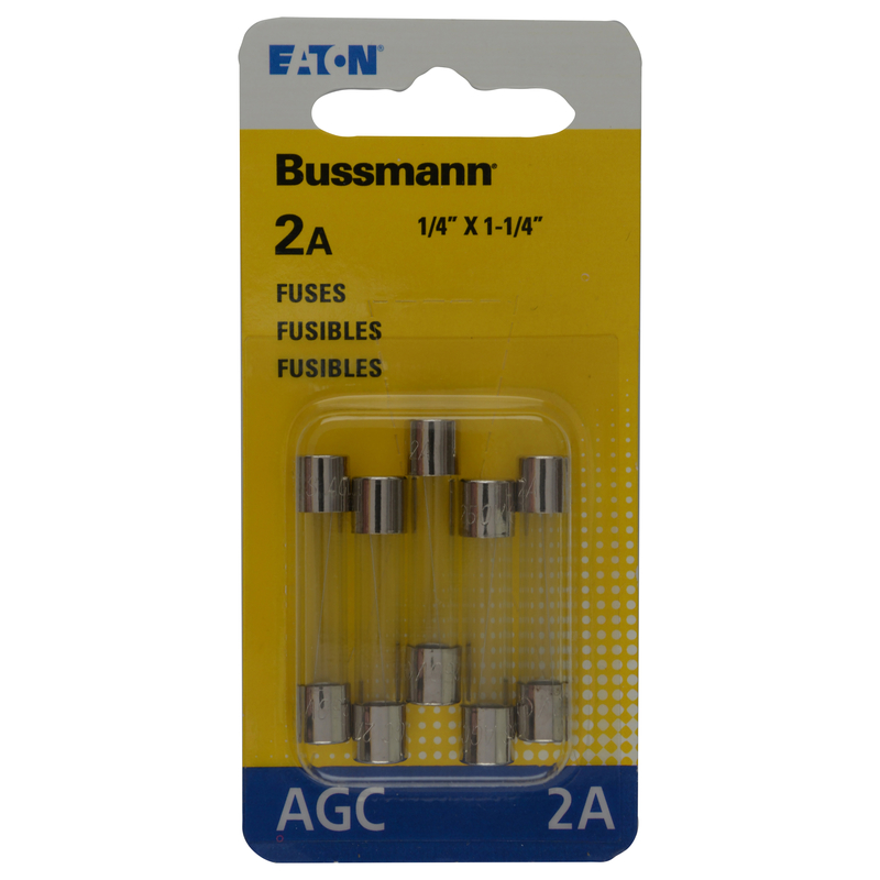 BUSSMANN进口代理批发 Bussmann 2 安培 AGC 透明玻璃管保险丝 5 个一包