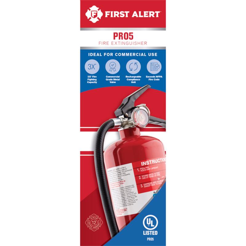 FIRST ALERT进口代理批发 First Alert Pro 系列 5 磅家用灭火器 OSHA/美国海岸警卫队机构批准