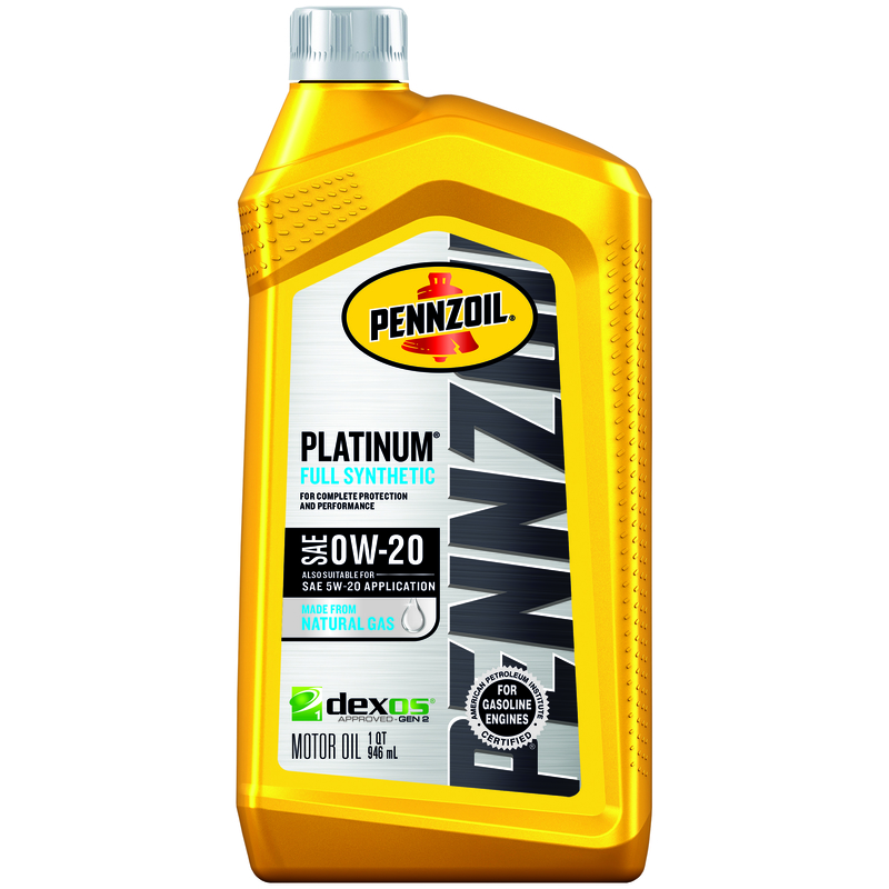 PENNZOIL进口代理批发 Pennzoil Platinum 0W-20 4 循环合成机油 1 夸脱 1 包