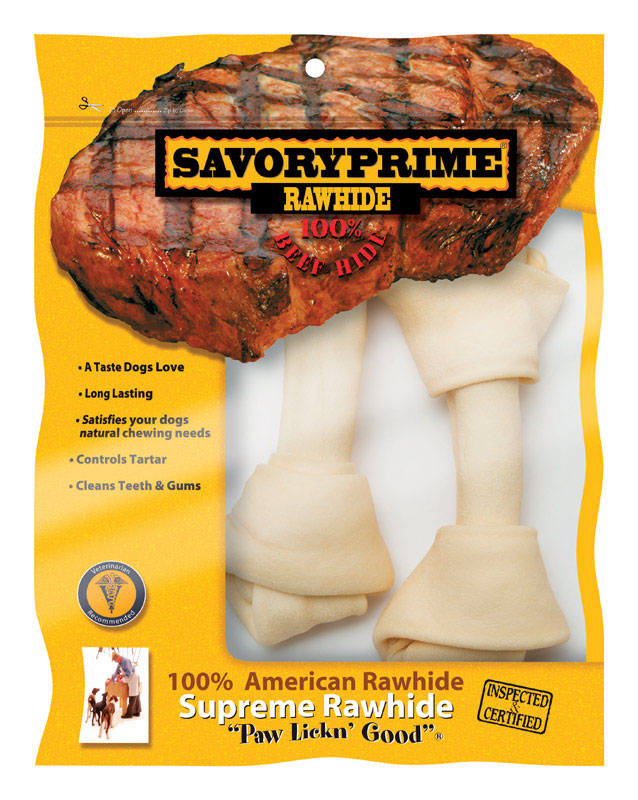 SAVORY PRIME进口代理批发 Savory Prime Supreme 中号成人结骨生皮 6-7 英寸长 2 包