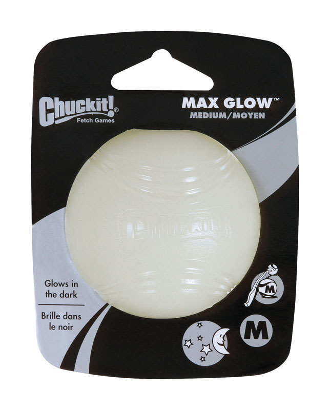 CHUCKIT!进口代理批发 查基特！ Max Glow 白色橡胶狗玩具中号 1 件装