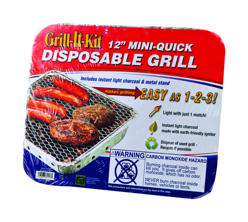 MARSH ALLEN进口代理批发 Marsh Allen 12 英寸 Grill-It-Kit 木炭一次性烤架 银色