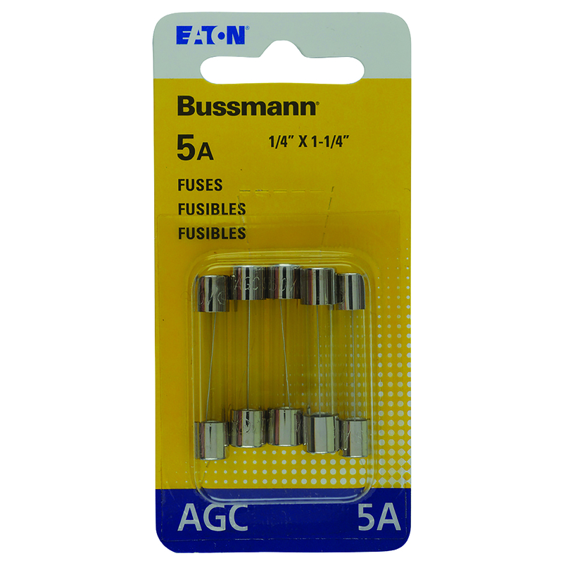 BUSSMANN进口代理批发 Bussmann 5 安培 AGC 透明玻璃管保险丝 5 个一包