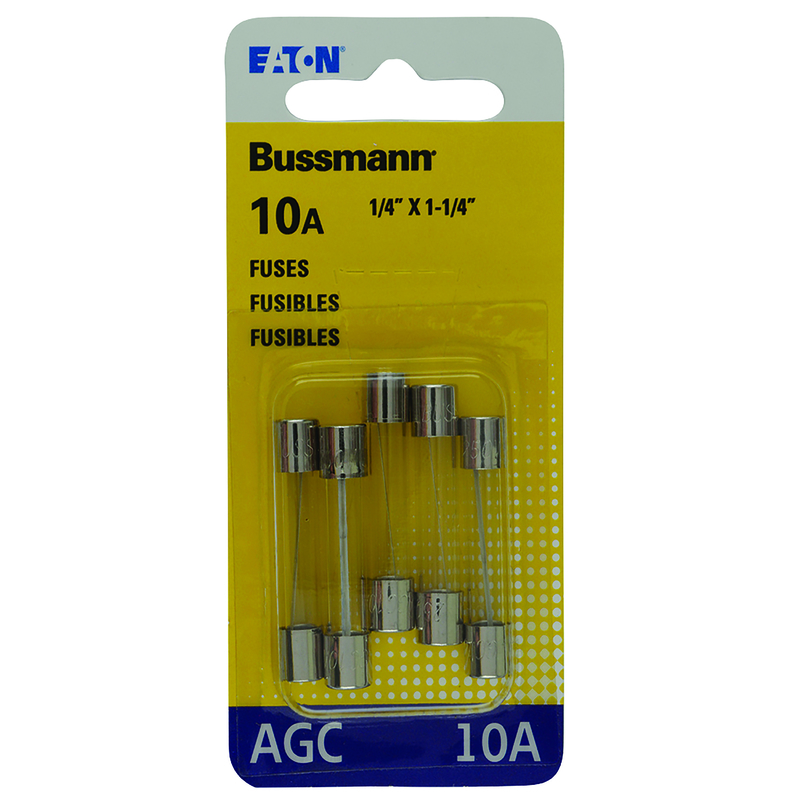 BUSSMANN进口代理批发 Bussmann 10 安培 AGC 透明玻璃管保险丝 5 件装