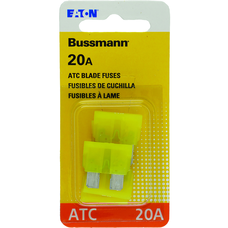 BUSSMANN进口代理批发 Bussmann 20 安培 ATC 黄色刀片保险丝 5 件装