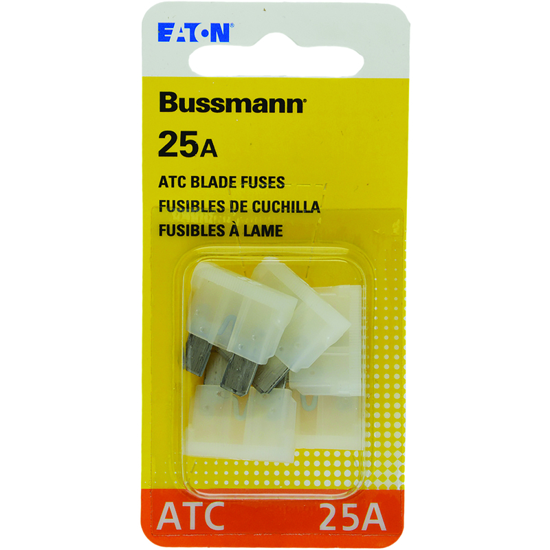 BUSSMANN进口代理批发 Bussmann 25 安培 ATC 透明刀片保险丝 5 件装