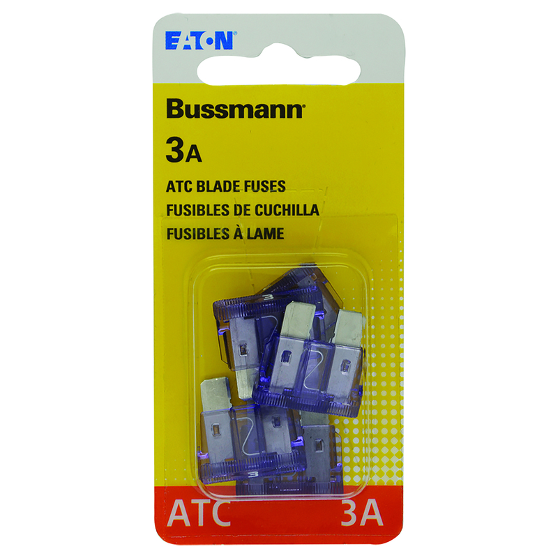 BUSSMANN进口代理批发 Bussmann 3 安培 ATC 紫色刀片保险丝 5 件装