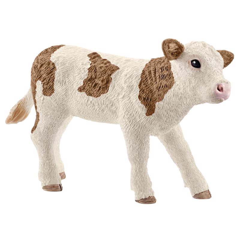 SCHLEICH进口代理批发 Schleich Farm World 西门塔尔小牛玩具塑料棕色/白色