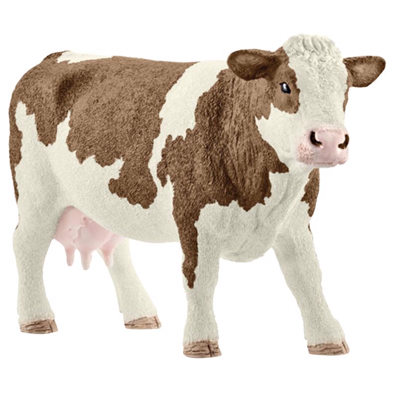 SCHLEICH进口代理批发 Schleich Farm World 西门塔尔牛玩具塑料棕色/白色