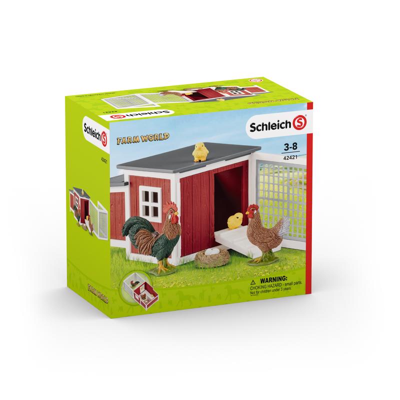 SCHLEICH进口代理批发 Schleich Farm World 鸡舍套装玩具塑料多彩 8 件套