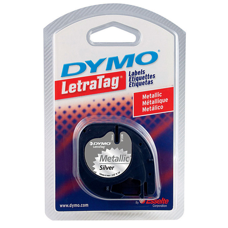 酷牌库|商品详情-DYMO进口代理批发 Dymo LetraTag 1/2 英寸 WX 156 英寸 L 金属银色塑料标签制作胶带