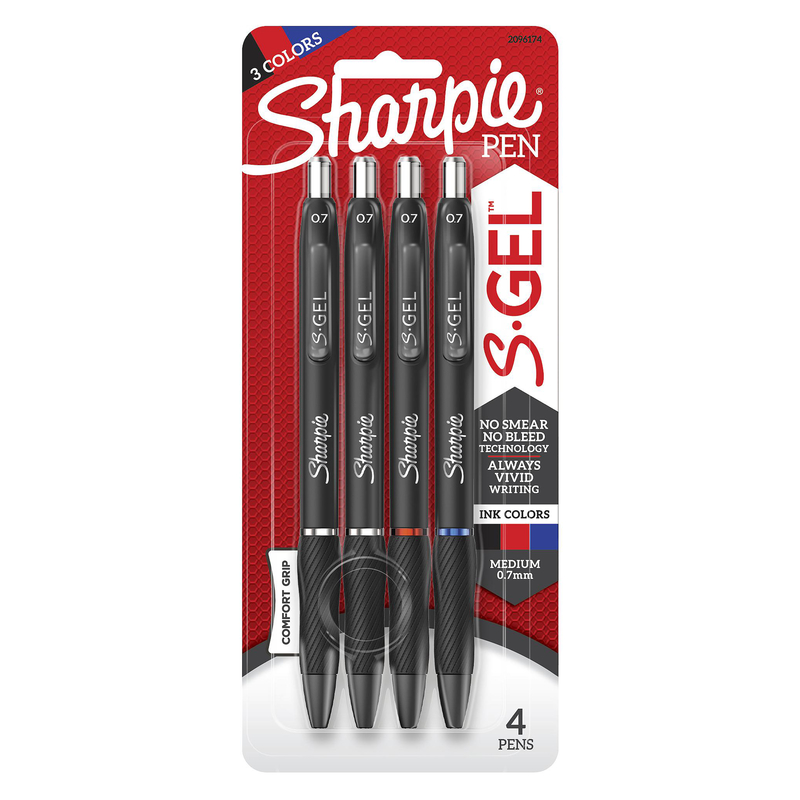 SHARPIE进口代理批发 Sharpie S-Gel 什锦可伸缩中性笔 4 支装