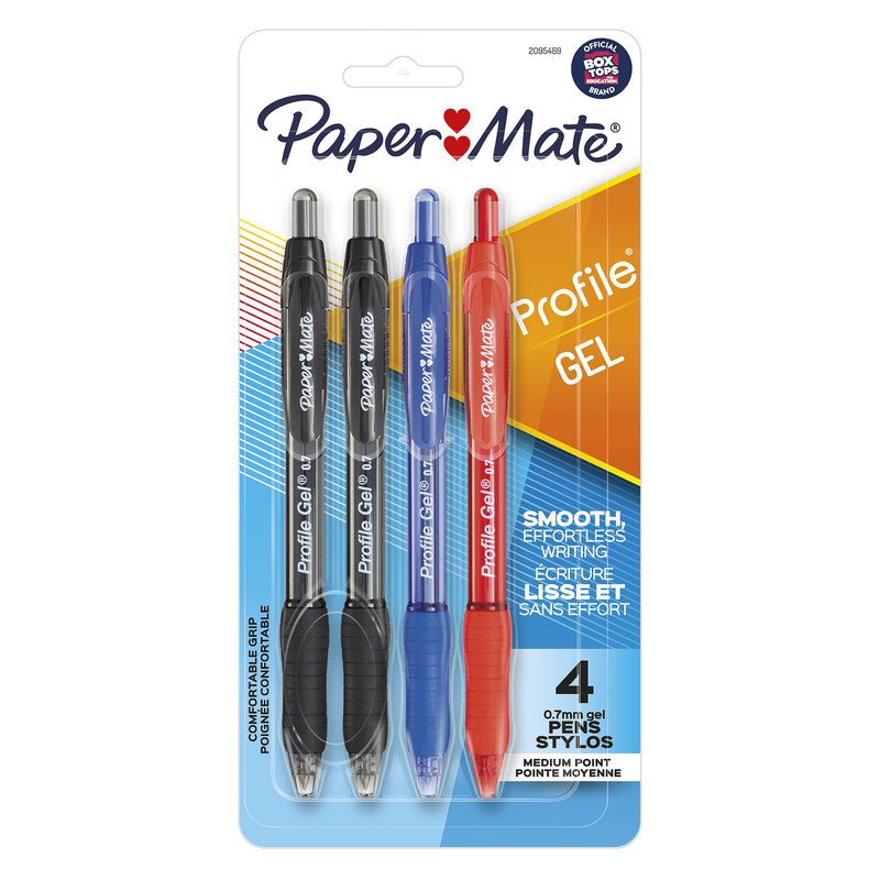 PAPER MATE进口代理批发 Paper Mate Profile 凝胶什锦可伸缩中性笔 4 支装