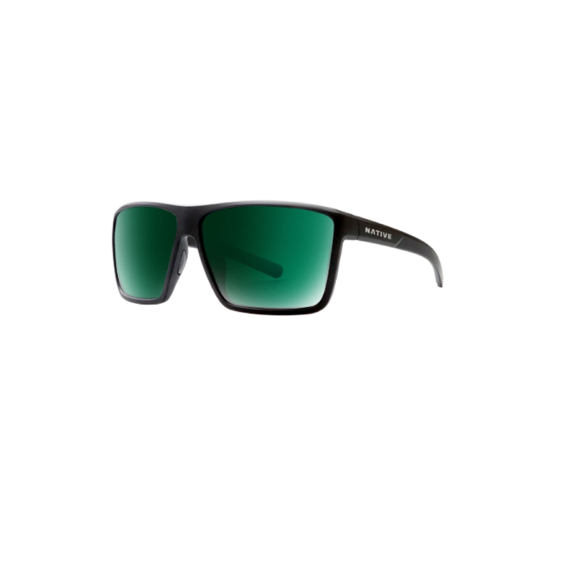 Native Wells XL Sunglasses Unisex Matte Black Frame Green Lens Blue Light Blocking
