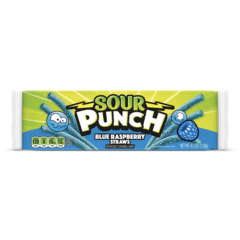 SOUR PUNCH进口代理批发 Sour Punch 蓝色覆盆子吸管糖果 4.5 盎司