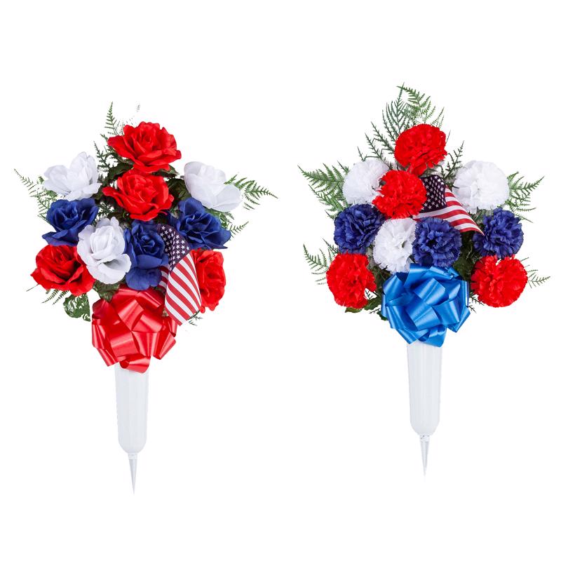 26 Inch American Flag Memorial Vase For Seasonal Crafts And Decorations