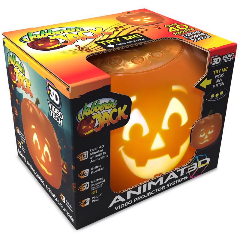 ANIMAT3D Orange 11 in. LED Blink Jabberin Jack Halloween Decor