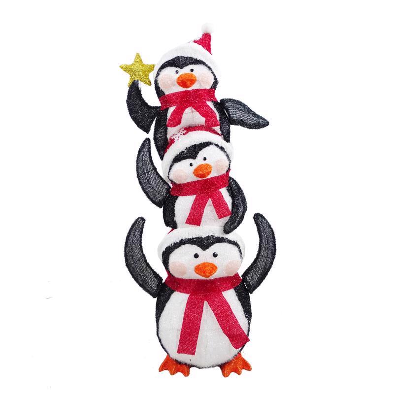 Alpine LED 3D Adorable Penguin Pile 74 in. Yard Decor