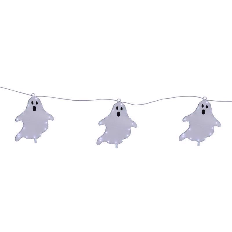 Celebrations Halloween White 16 in. LED 3 Ghost with stake Halloween Decor