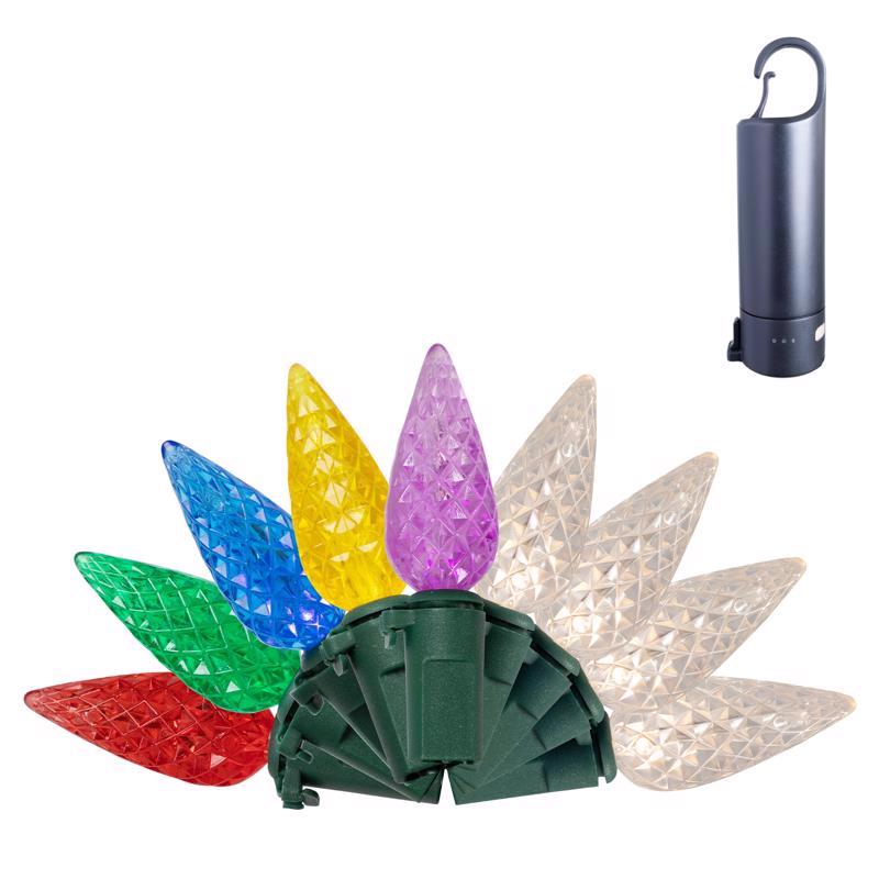 Celebrations Platinum LED C6 Multicolored/Warm White 150 ct String w/ Powerbank Christmas Lights